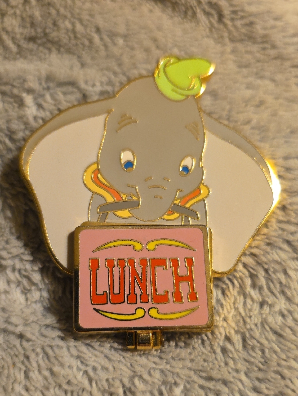 Disney Vintage Kids Pink Dumbo Lunch Enamel Pin